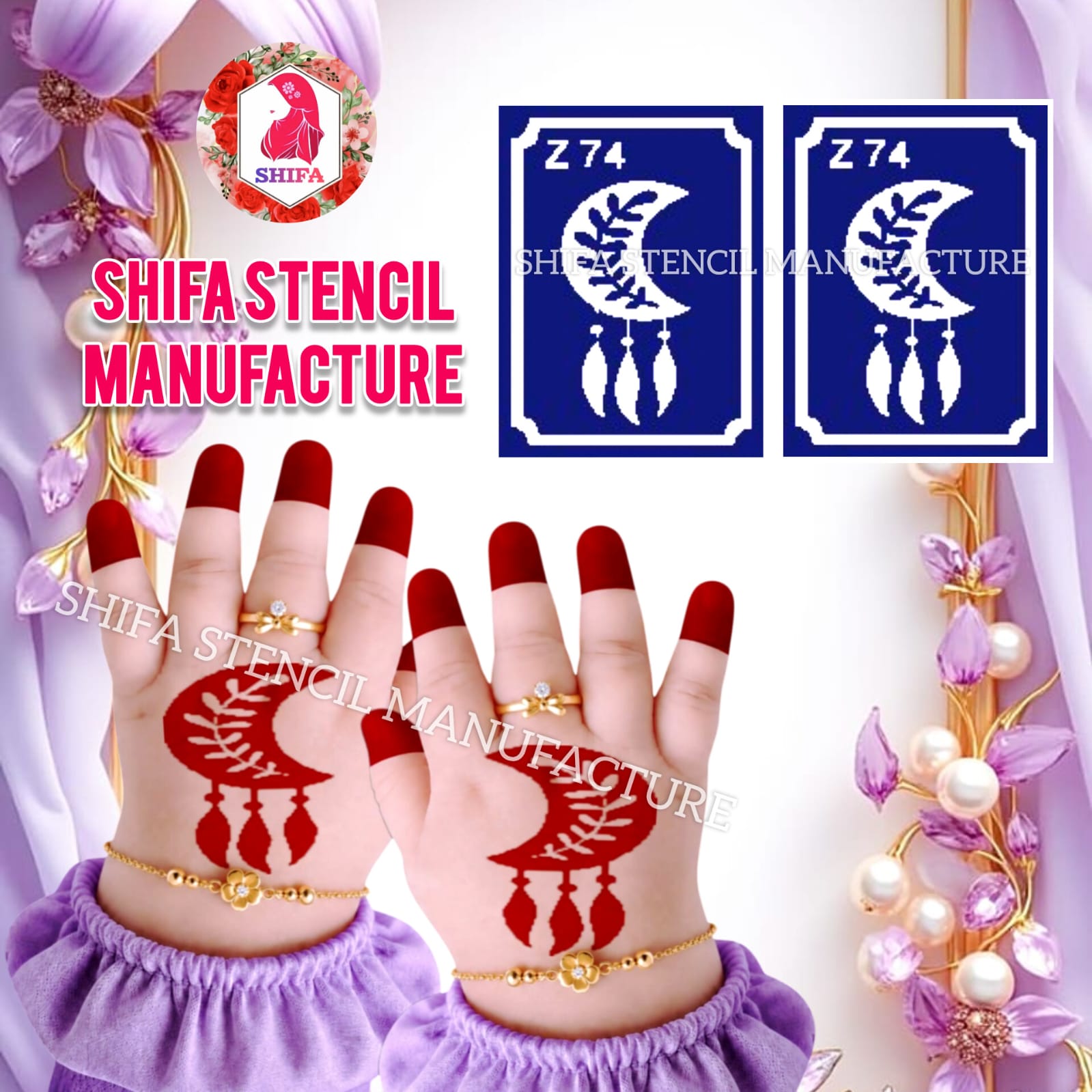 Z 74 Celestial Dream Sticker overview Henna Stencil - Shifa Stencil